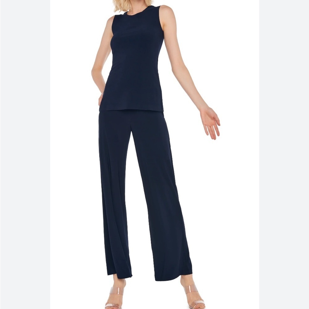 Henri Bendel Vintage 2-piece Pant Suit Black 100% Rayon Size Small Made in Italy